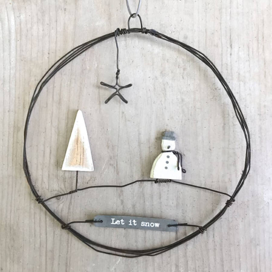 Click to view product details and reviews for Wire Christmas Snowman Rustic Hanging Decoration Let It Snow East Of India.