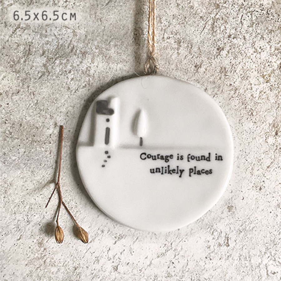 Click to view product details and reviews for Porcelain Hanger Courage Is Found Hanging Decoration Inspiration Gift.