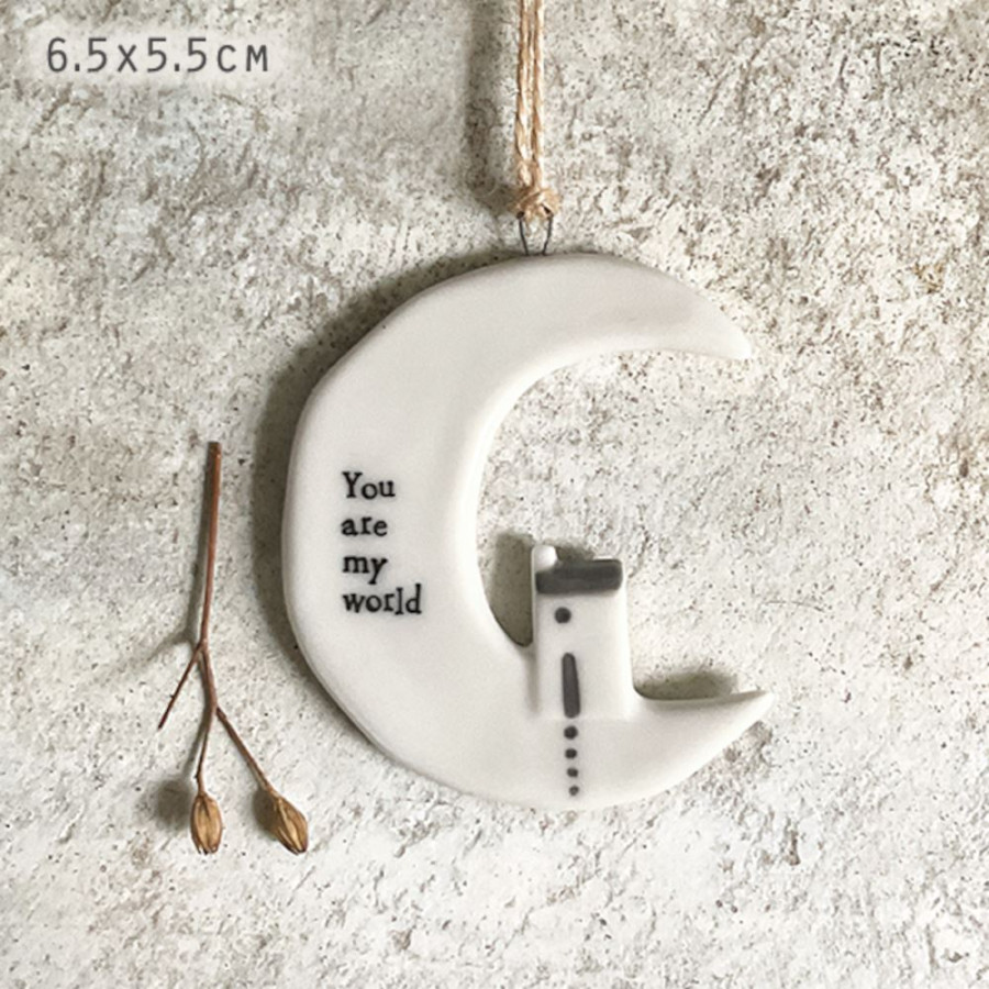 Click to view product details and reviews for Porcelain Hanging Moon You Are My World Home Decoration Gift East Of India.