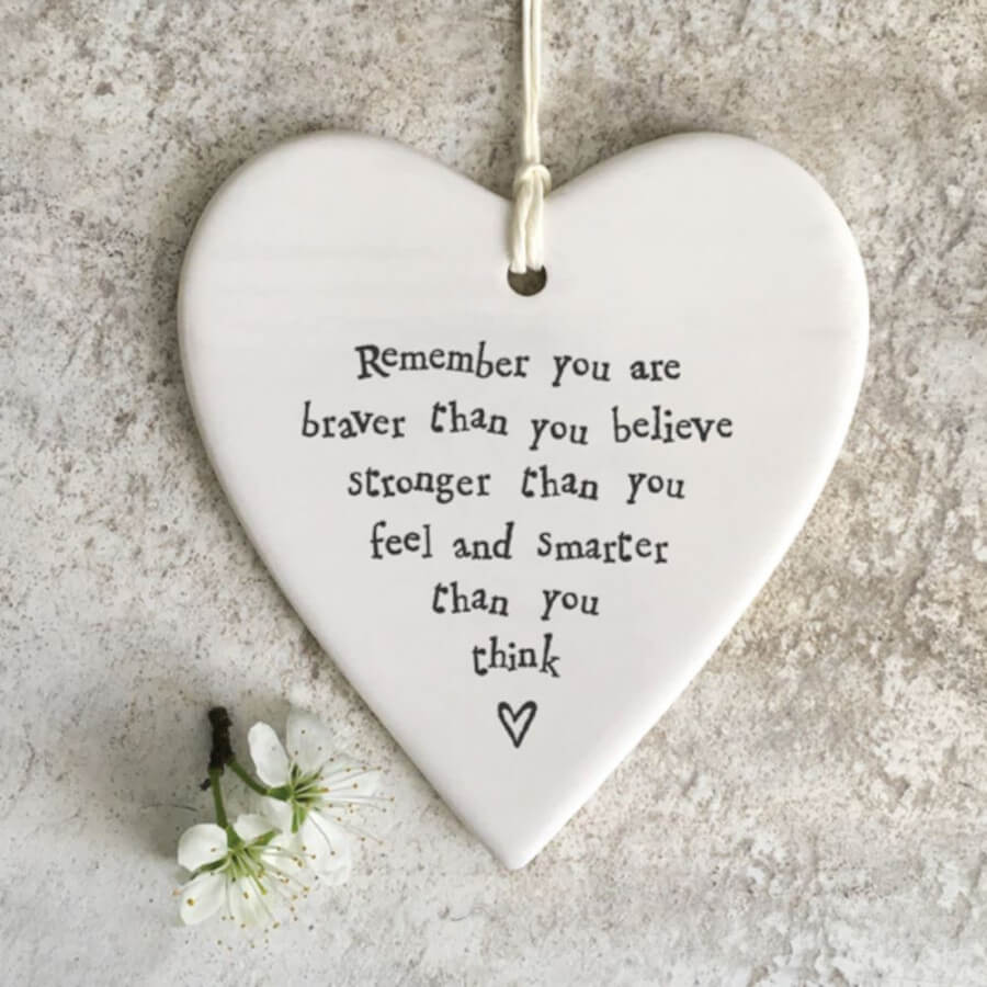 East of India Porcelain heart Remember you are braver than you believe