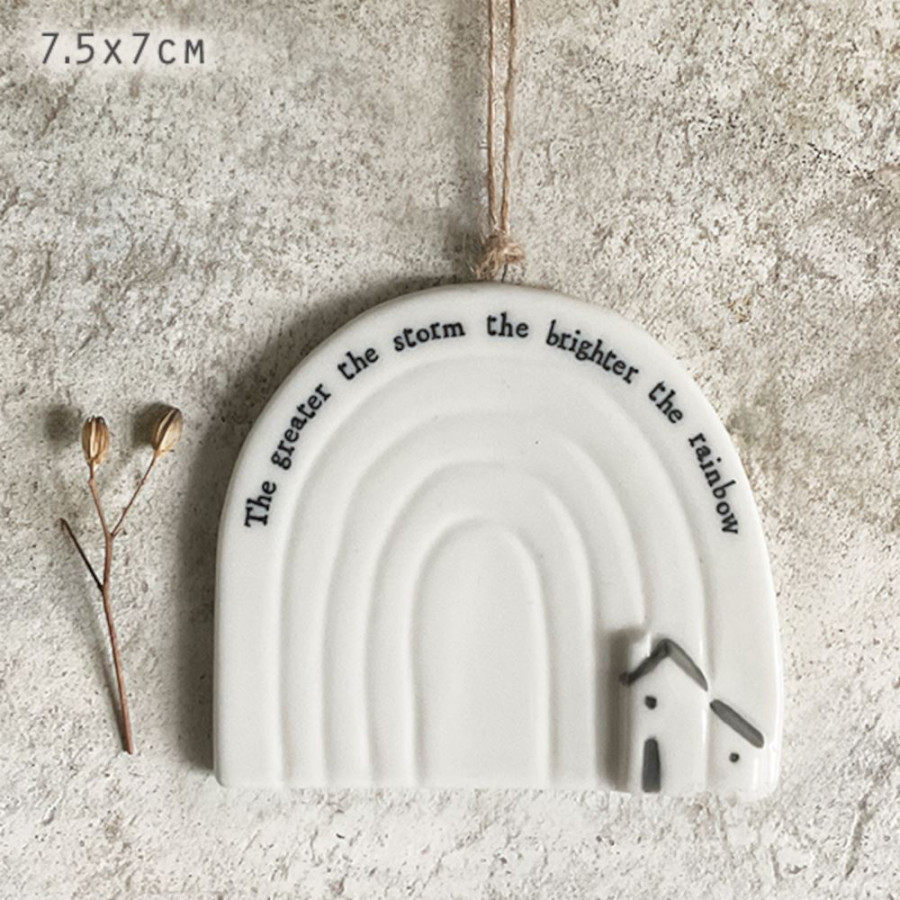 Click to view product details and reviews for Porcelain Hanging Rainbow The Greater The Storm Thinking Of You Gift.