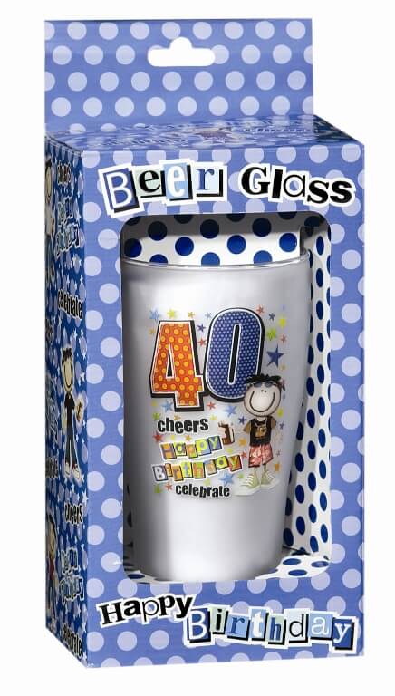 Keepsake Glass Beer for 40TH Birthday