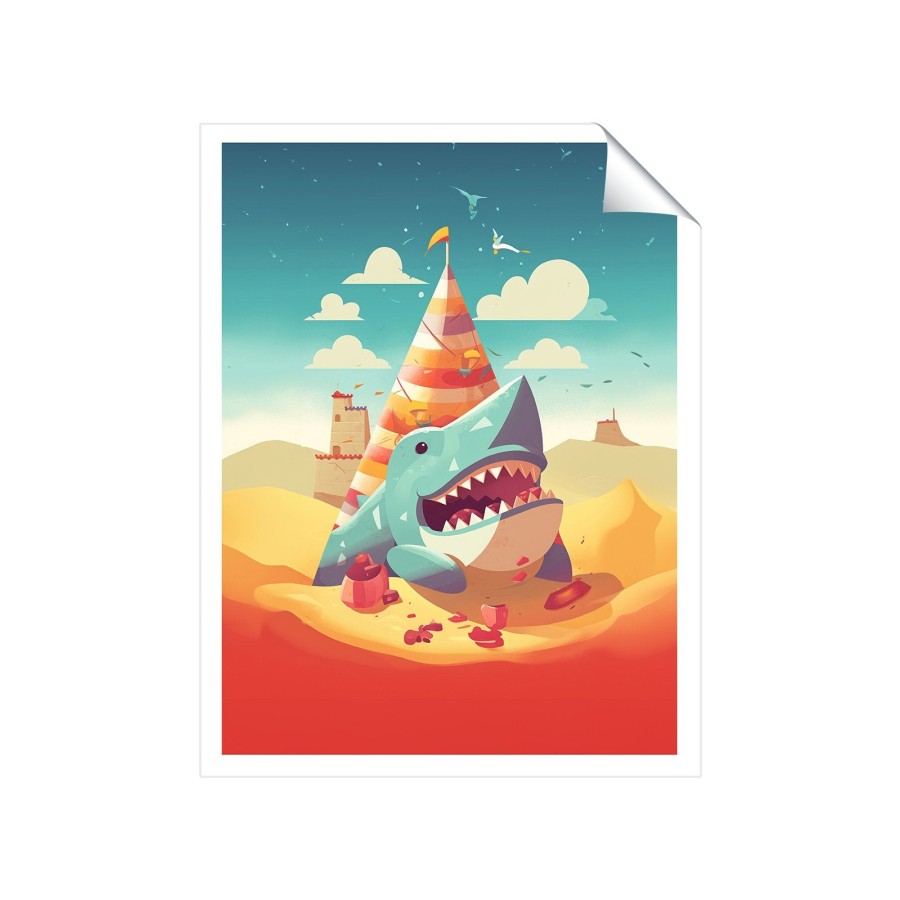Click to view product details and reviews for Shark On A Beach Holiday Art Prints 8 X 10 No Frame.