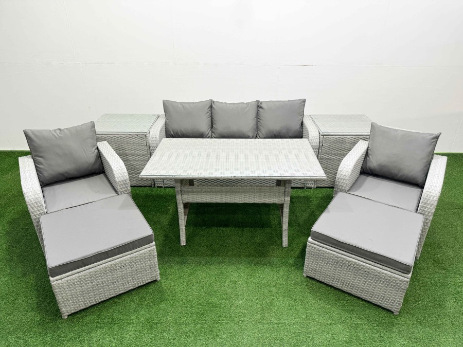 Click to view product details and reviews for Fimous Pe Rattan Garden Furniture Set Reclining Chair Sofa Lounge Sofa Set Rectangular Dining Table 2 Side Table 2 Big Footstool Light Grey. Click to view product details and reviews for Fimous Pe Rattan Garden Furniture Set Reclining Chair Sofa Lounge Sofa Set Rectangular Dining Table 2 Side Table 2 Big Footstool Light Grey.