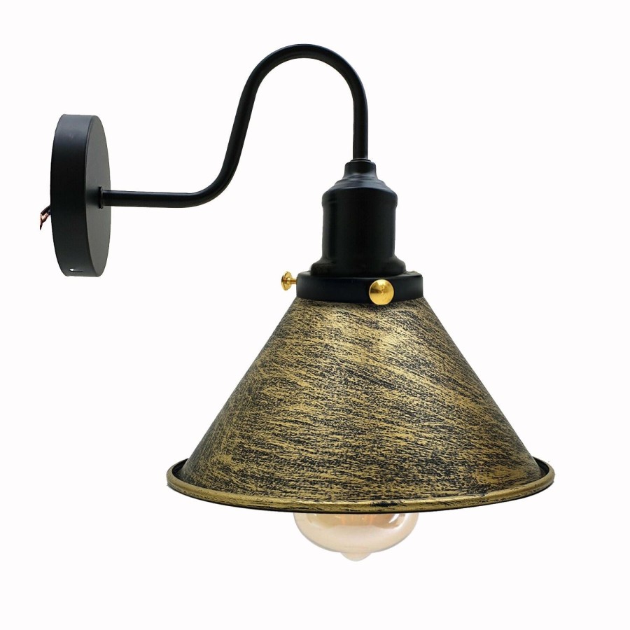 Click to view product details and reviews for E27 Industrial Metal Wall Light Fitting Vintage Cone Shape Wall Sconce3388 Brushed Brass Yes.