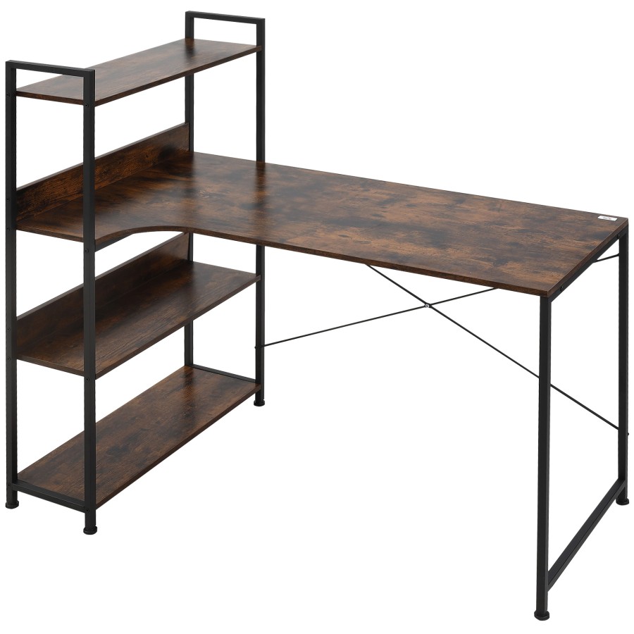 HOMCOM Industrial Computer Desk with Storage Shelf Metal Frame for Home Office