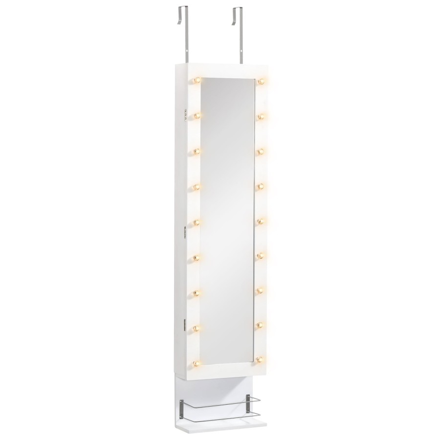 Click to view product details and reviews for Homcom Wall Hanging Freestanding Jewellery Storage Mirror Cabinet Hooks Lights.