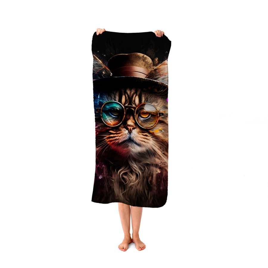 Click to view product details and reviews for Siberian Cat With Glasses Splashart Beach Towel.