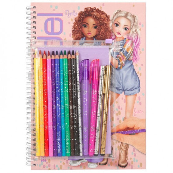 TOPModel Colouring Book with Pens and Pencils - Nyela and June