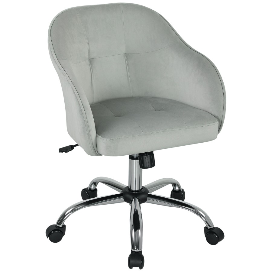 Click to view product details and reviews for Homcom Office Chair Velvet Feel Fabric Swivel Computer Desk Chair Makeup Vanity Seat With Adjustable Height For Home Study Bedroom Grey.