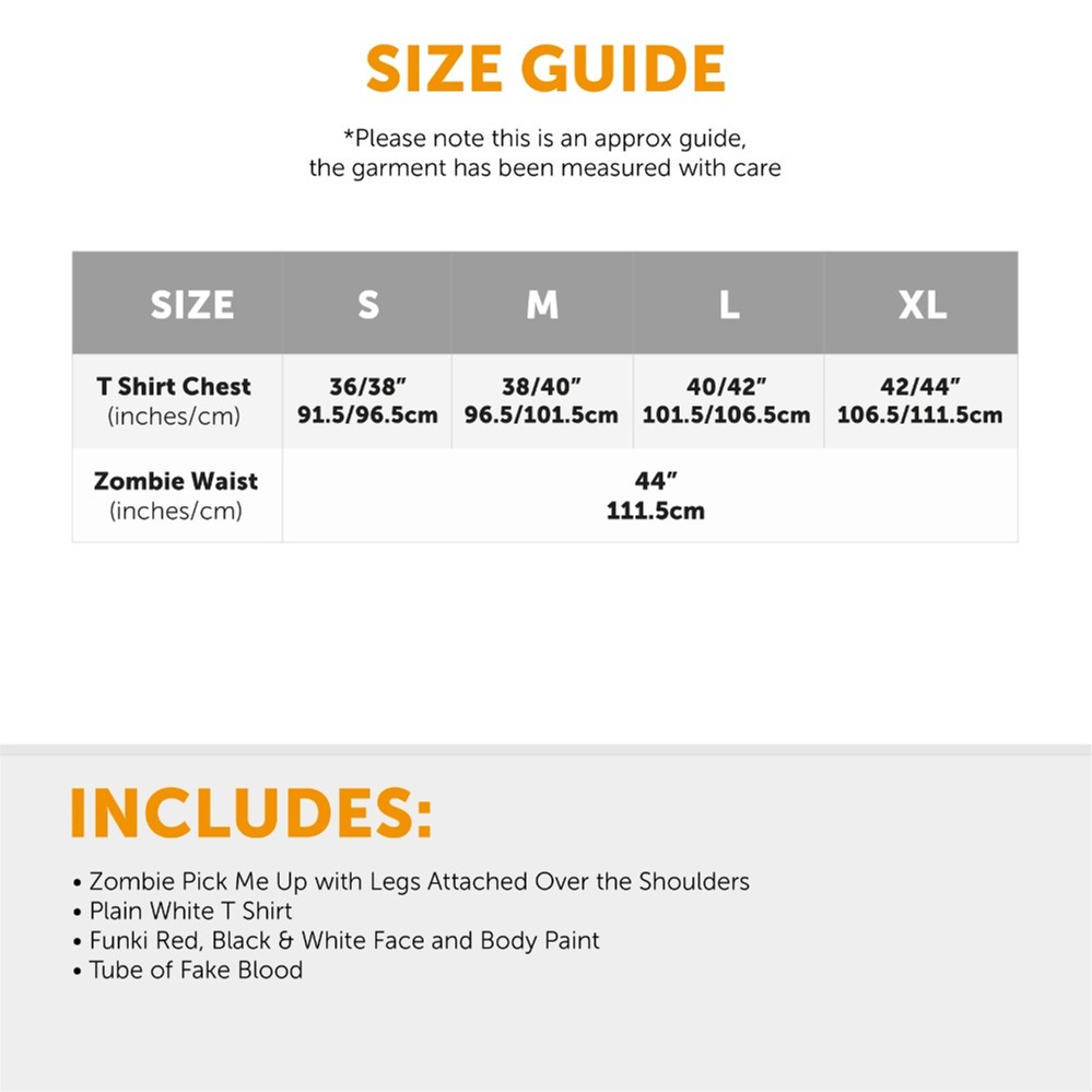 Halloween Zombie Pick me up Costume with Fake Blood & Face Paint