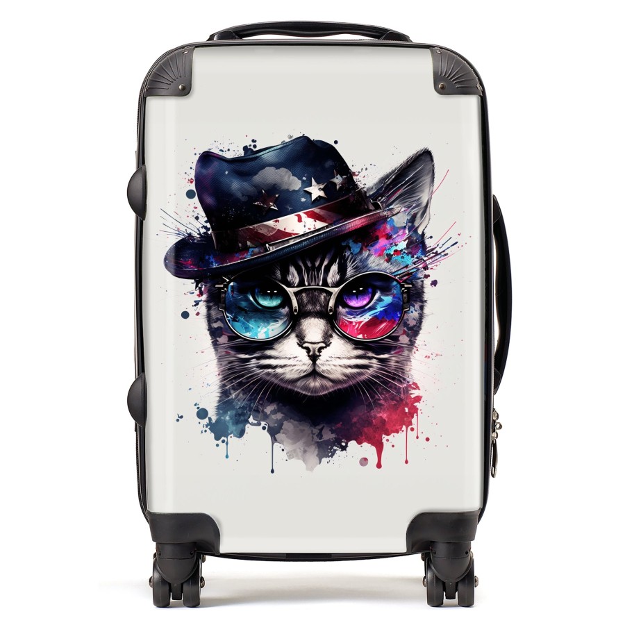 Click to view product details and reviews for American Shorthair Cat Face Glasses Splashart Suitcase Cabin.
