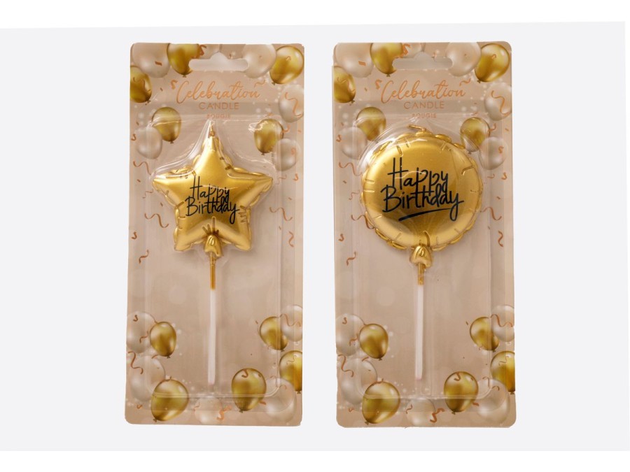 Click to view product details and reviews for 6cm Assorted Designs Gold Birthday Candles.