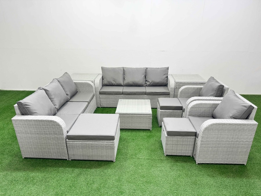 Click to view product details and reviews for Fimous Pe Rattan High Back Lounge Sofa Set Patio Square Coffee Table Chairs Set With 3 Seater Sofa Reclining Chair 3 Stools 2 Side Table Light Grey. Click to view product details and reviews for Fimous Pe Rattan High Back Lounge Sofa Set Patio Square Coffee Table Chairs Set With 3 Seater Sofa Reclining Chair 3 Stools 2 Side Table Light Grey.