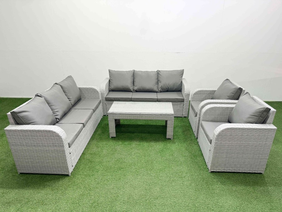 Click to view product details and reviews for Fimous Pe Rattan High Back Lounge Sofa Set Patio Oblong Coffee Table Chairs Set With 3 Seater Sofa Reclining Chair Light Grey. Click to view product details and reviews for Fimous Pe Rattan High Back Lounge Sofa Set Patio Oblong Coffee Table Chairs Set With 3 Seater Sofa Reclining Chair Light Grey.