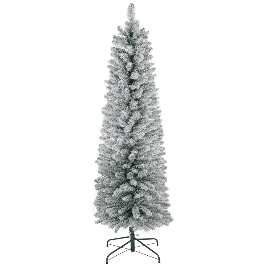 HOMCOM 5 Foot Artificial Pencil Christmas Tree with  Snow Flocked Tips, Green