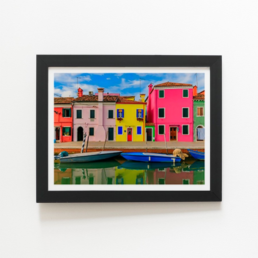 Click to view product details and reviews for Bright And Colorful Houses In Burano Island Art Prints 8 X 10 Black Frame.