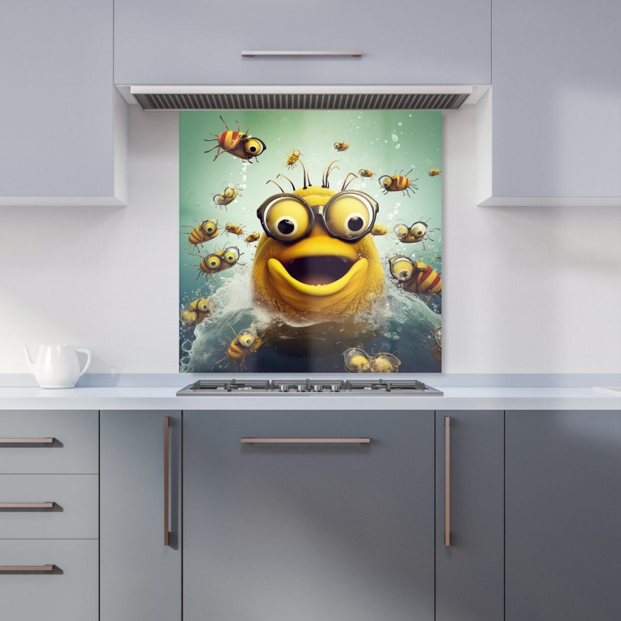 Click to view product details and reviews for Happy Worm And Bees Splashart Kitchen Splashback W600mm X H600mm.