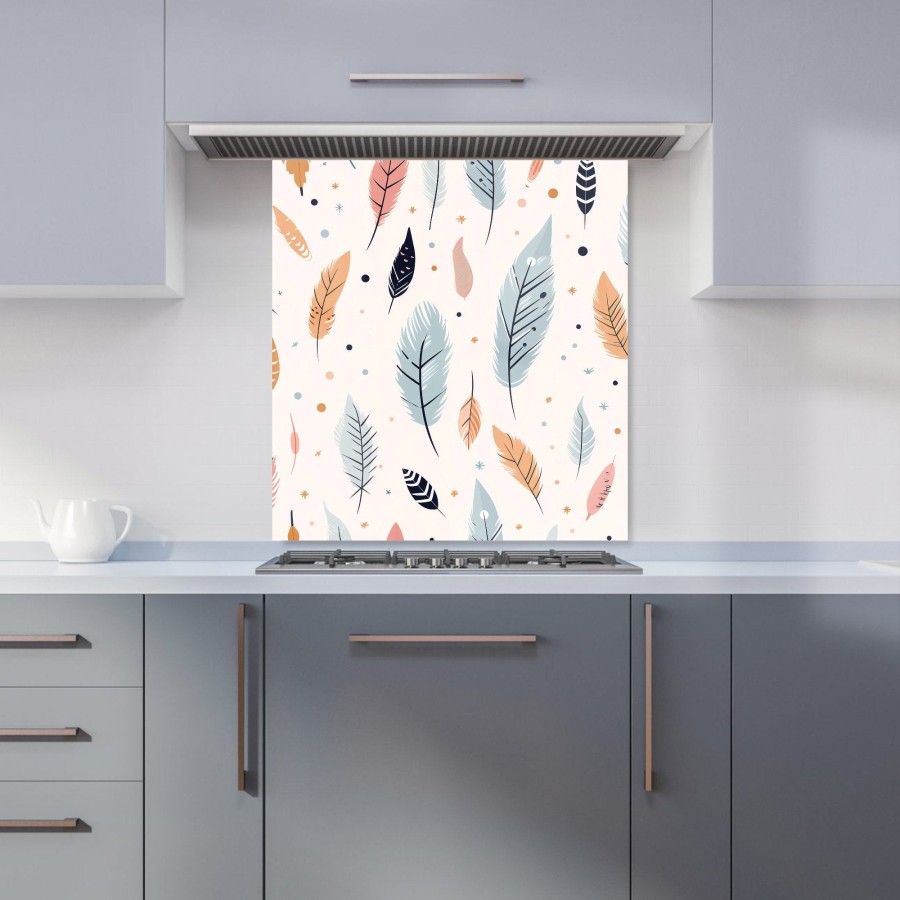 Click to view product details and reviews for Pastel Feather Pattern Kitchen Splashback W700mm X H650mm.