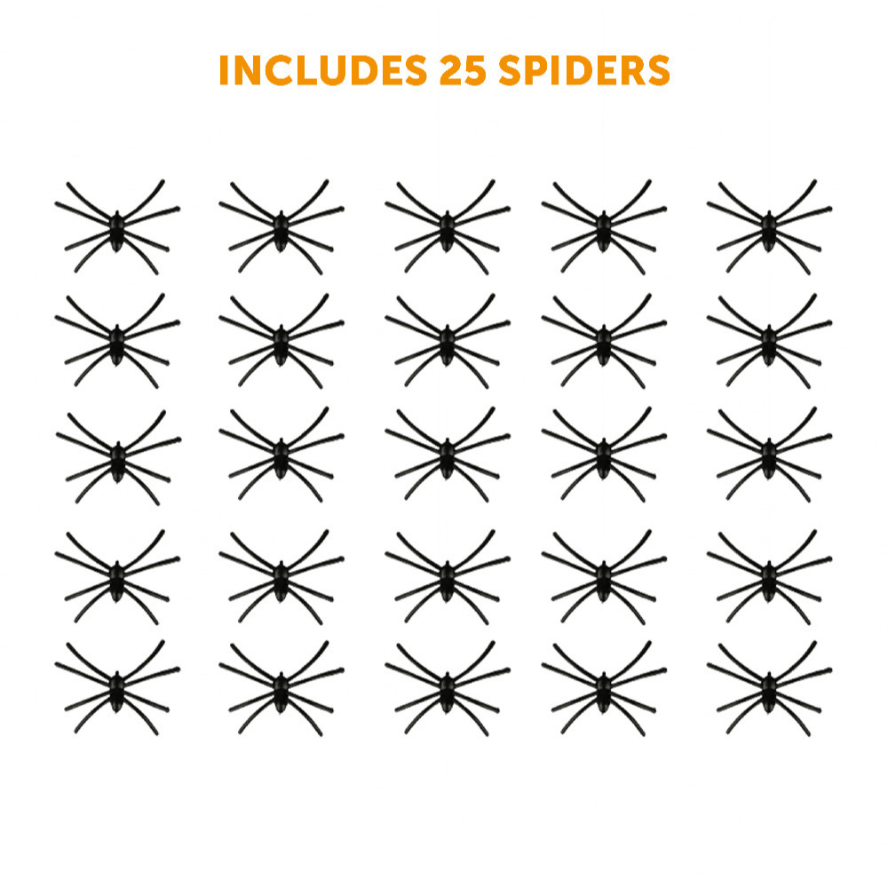 Spider Web 100g Stretchable Web and Large Poseable Spider Halloween Decoration