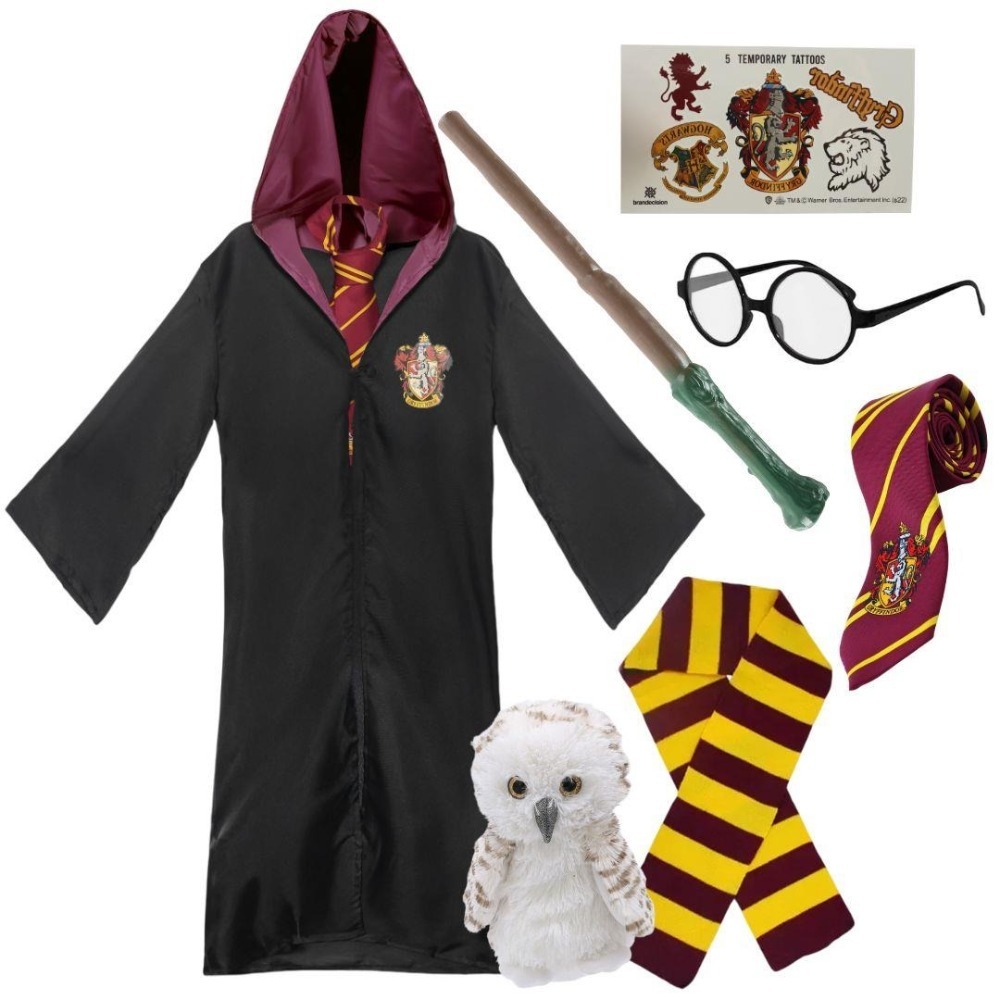 Click to view product details and reviews for Adults Harry Potter Costume 7 Pcs Gryffindor Cloak Tie Tattoos Wand Glasses Scarf Owl Large.
