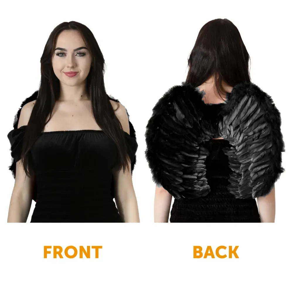 Ladies Dark Angel Costume | 3 Pcs | Black Tutu, Feather Wings & Halo
