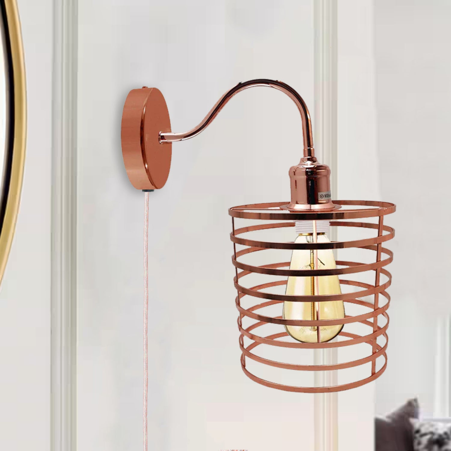 Click to view product details and reviews for Retro Industrial Wall Sconce Light Plug In Wall Lamp Rose Gold1564.
