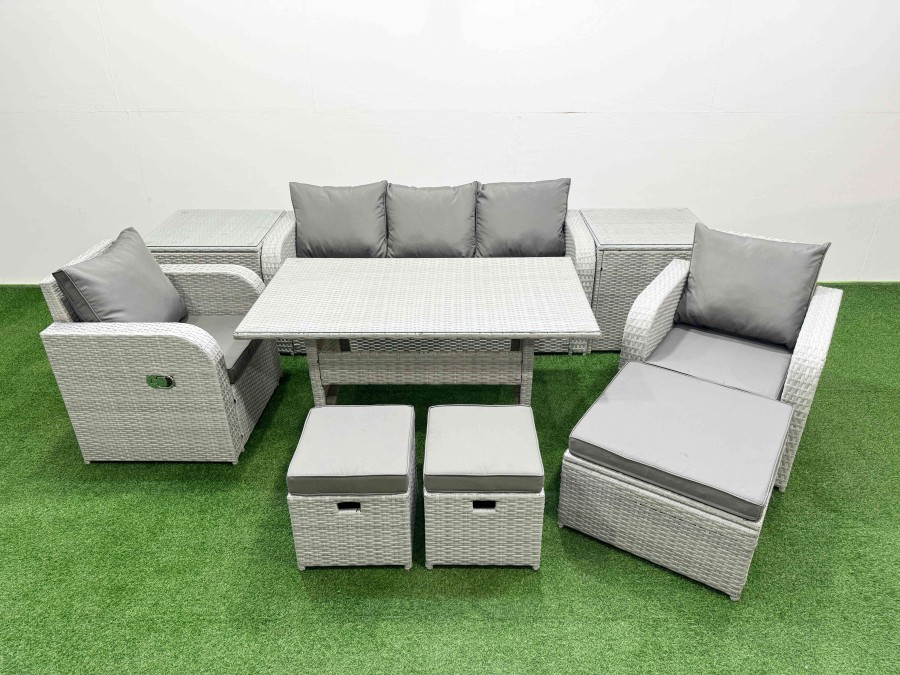 Click to view product details and reviews for Fimous Pe Rattan Garden Furniture Set Reclining Chair Sofa Lounge Sofa Set Rectangular Dining Table 2 Side Table 3 Stools Light Grey. Click to view product details and reviews for Fimous Pe Rattan Garden Furniture Set Reclining Chair Sofa Lounge Sofa Set Rectangular Dining Table 2 Side Table 3 Stools Light Grey.
