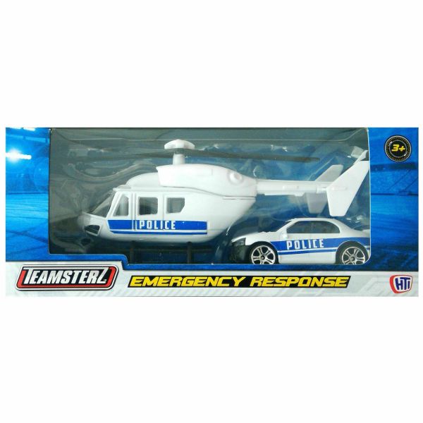 Emergency Response Helicopter And Car Police - White Set]