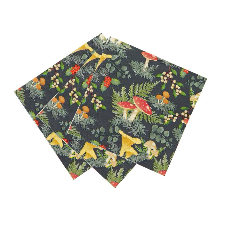 Click to view product details and reviews for Green Forest Mushroom Napkins Winter Dinner Party Tableware X 20.
