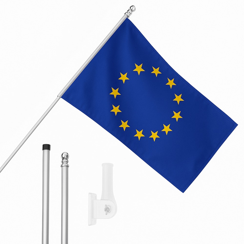 Click to view product details and reviews for Large 5ft X 3ft European Union Flag With 6ft Pole Wall Bracket.