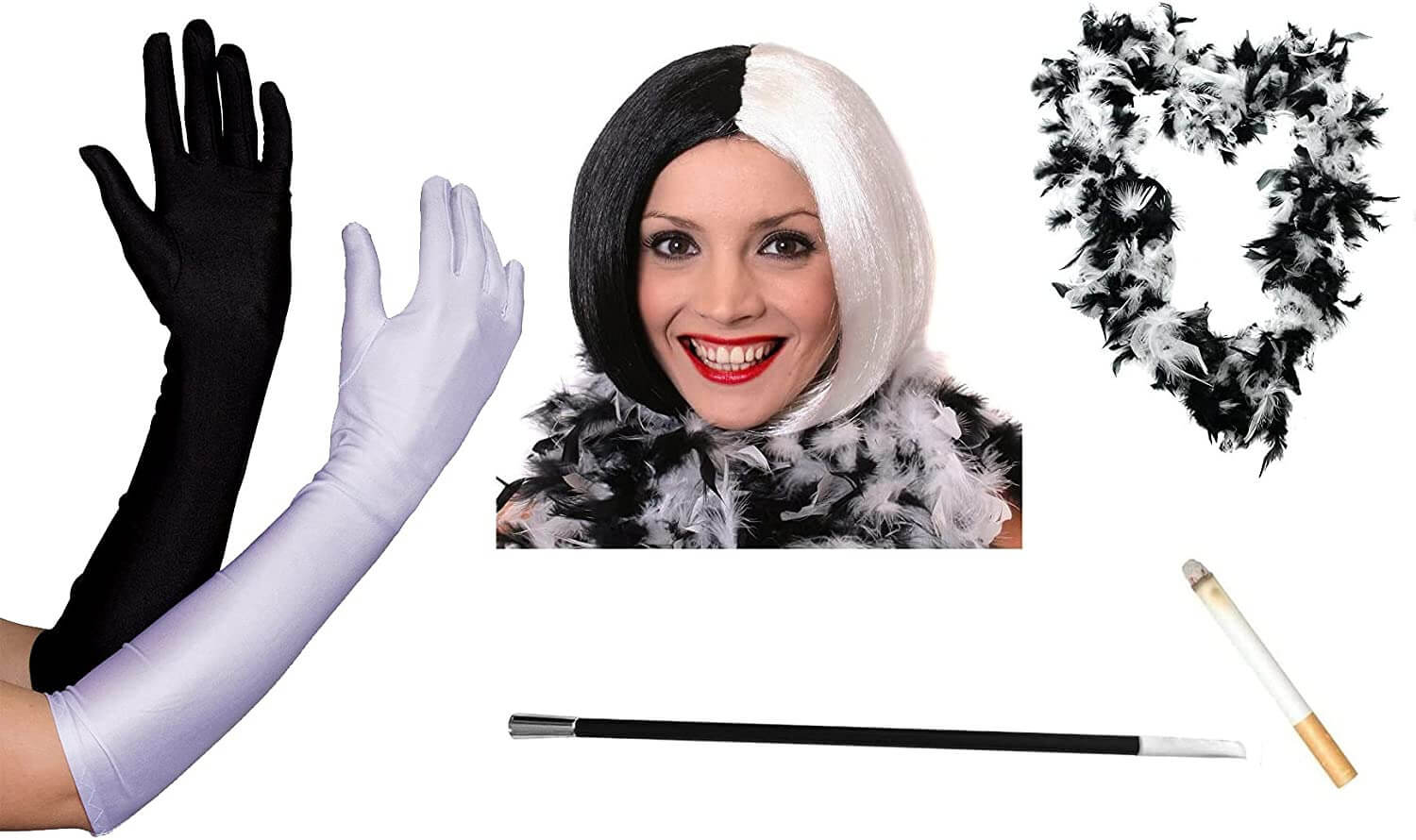 Evil Dog Lady Halloween 5 Piece Costume Set - Bob Wig