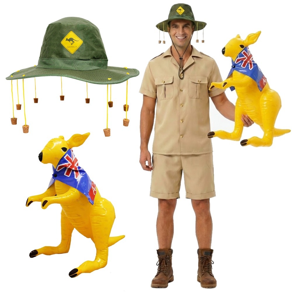 Click to view product details and reviews for Adults Australian Explorer Costume 4 Pcs Shirt Shorts Kangaroo Cork Hat Inflatable Kangaroo Large. Click to view product details and reviews for Adults Australian Explorer Costume 4 Pcs Shirt Shorts Kangaroo Cork Hat Inflatable Kangaroo Large.