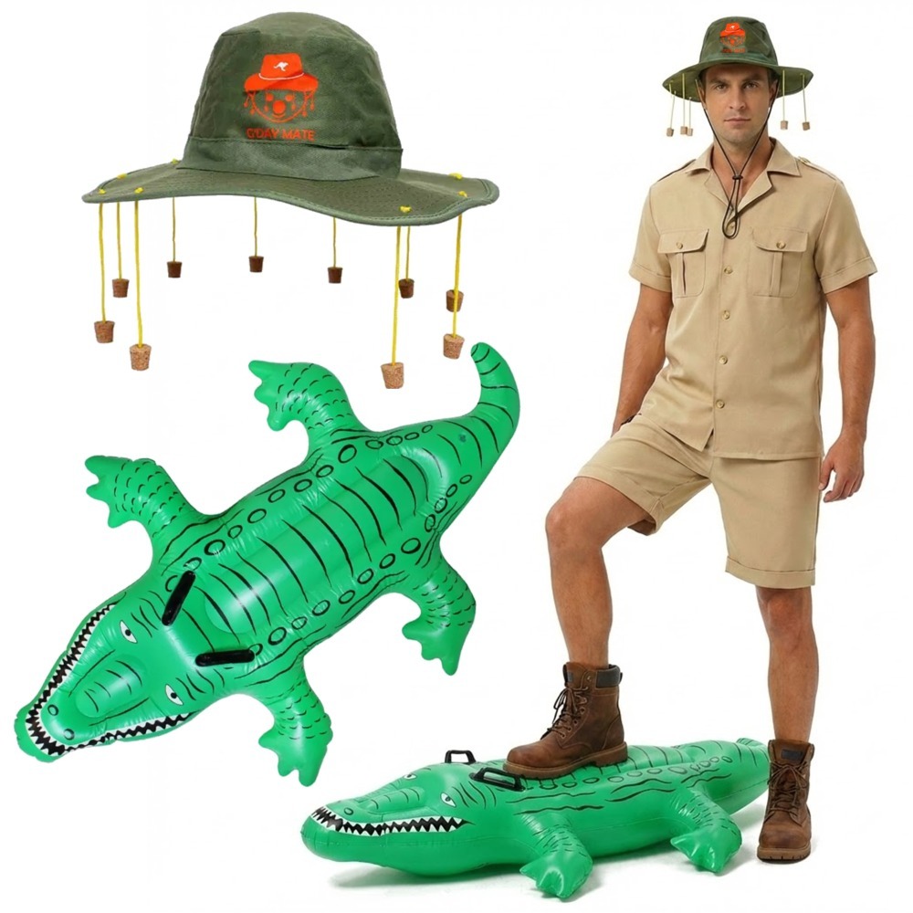 Click to view product details and reviews for Adults Australian Explorer Costume 4 Pcs Shirt Shorts Koala Cork Hat Inflatable Crocodile Large. Click to view product details and reviews for Adults Australian Explorer Costume 4 Pcs Shirt Shorts Koala Cork Hat Inflatable Crocodile Large.