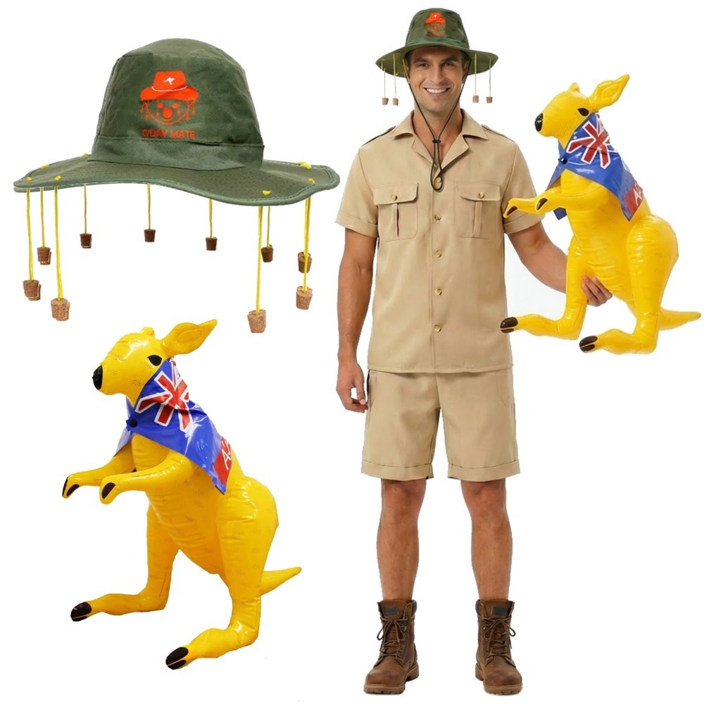 Click to view product details and reviews for Adults Australian Explorer Costume 4 Pcs Shirt Shorts Koala Cork Hat Inflatable Kangaroo Large. Click to view product details and reviews for Adults Australian Explorer Costume 4 Pcs Shirt Shorts Koala Cork Hat Inflatable Kangaroo Large.