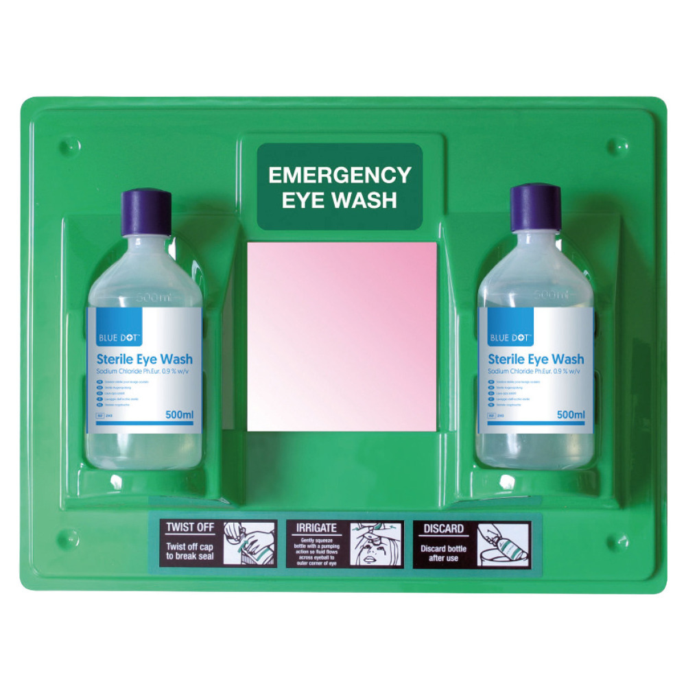 Eye Wash Station Medical Equipment Emergency Solution 2x 500ml Bottles With Mirror First Aid