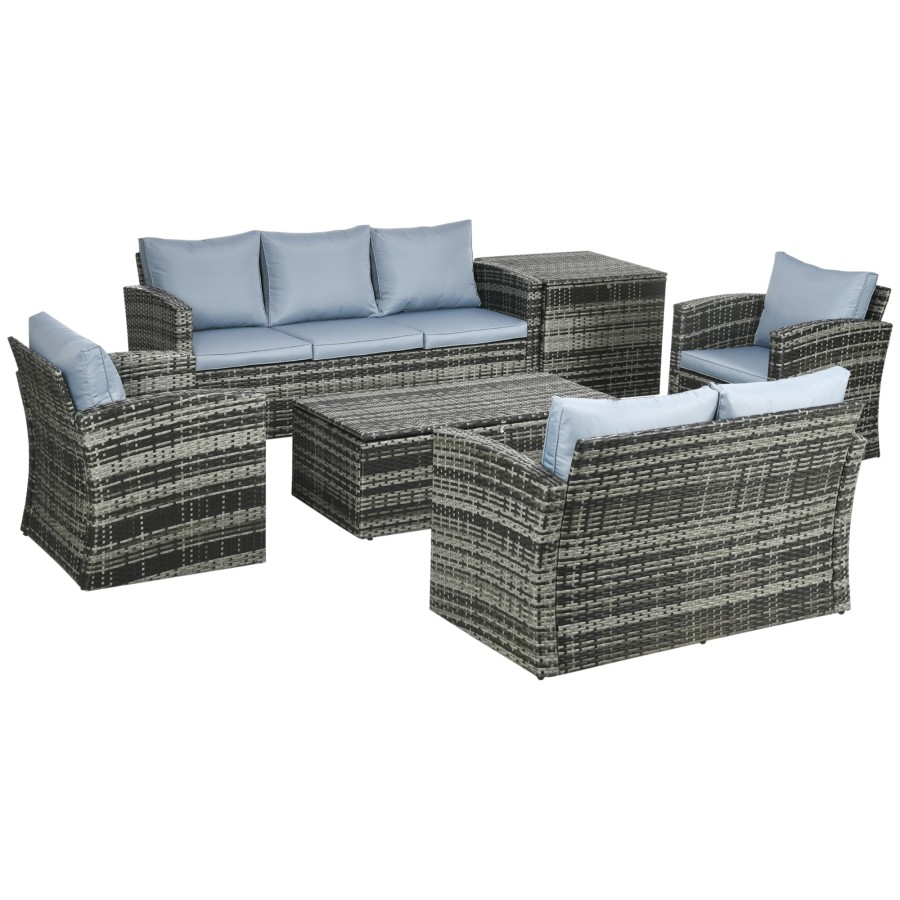 Click to view product details and reviews for 6 Piece Rattan Garden Sofa Set 7 Seater With Tables.