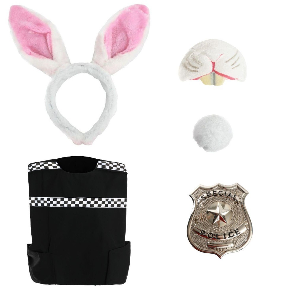 Click to view product details and reviews for Childs Judy Rabbit Costume 5 Pcs Bunny Ears Tail Police Vest Badge Nose Small.