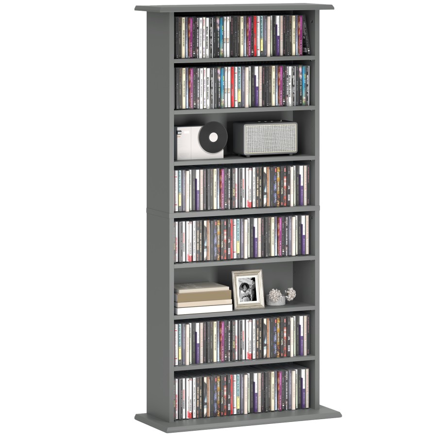 Click to view product details and reviews for Homcom 360 Cd 185 Dvd Storage Unit 185 Blu Ray Media Storage Shelf With 8 Compartments And 6 Adjustable Shelves Cd Tower For Living Room Bedroom O.
