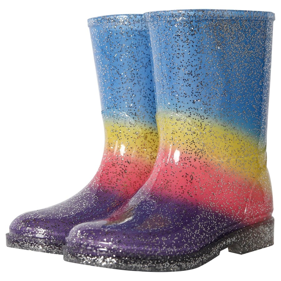 A2Z 4 Kids Girls Rainbow Rain Boots Glitter Multicolour PVC Wellington Wellies