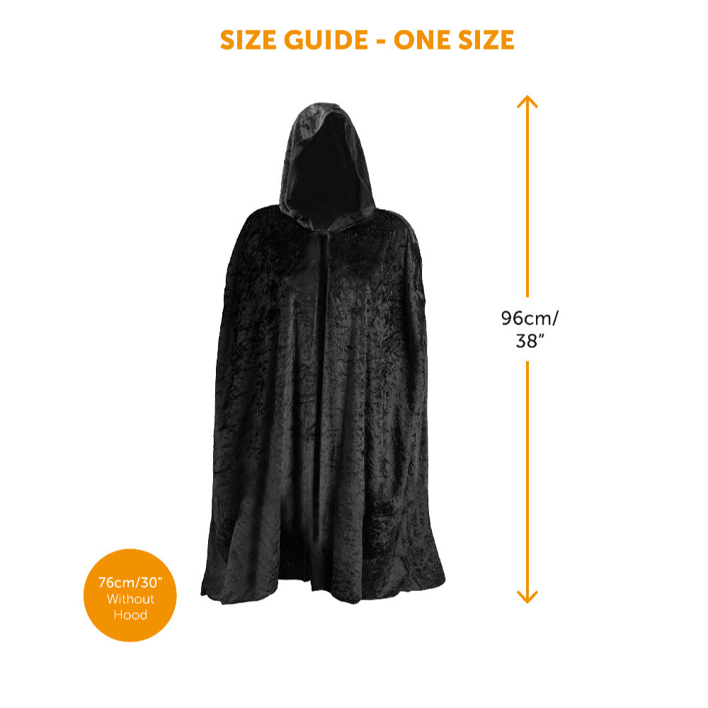 Childs Black Velour Hooded Cape