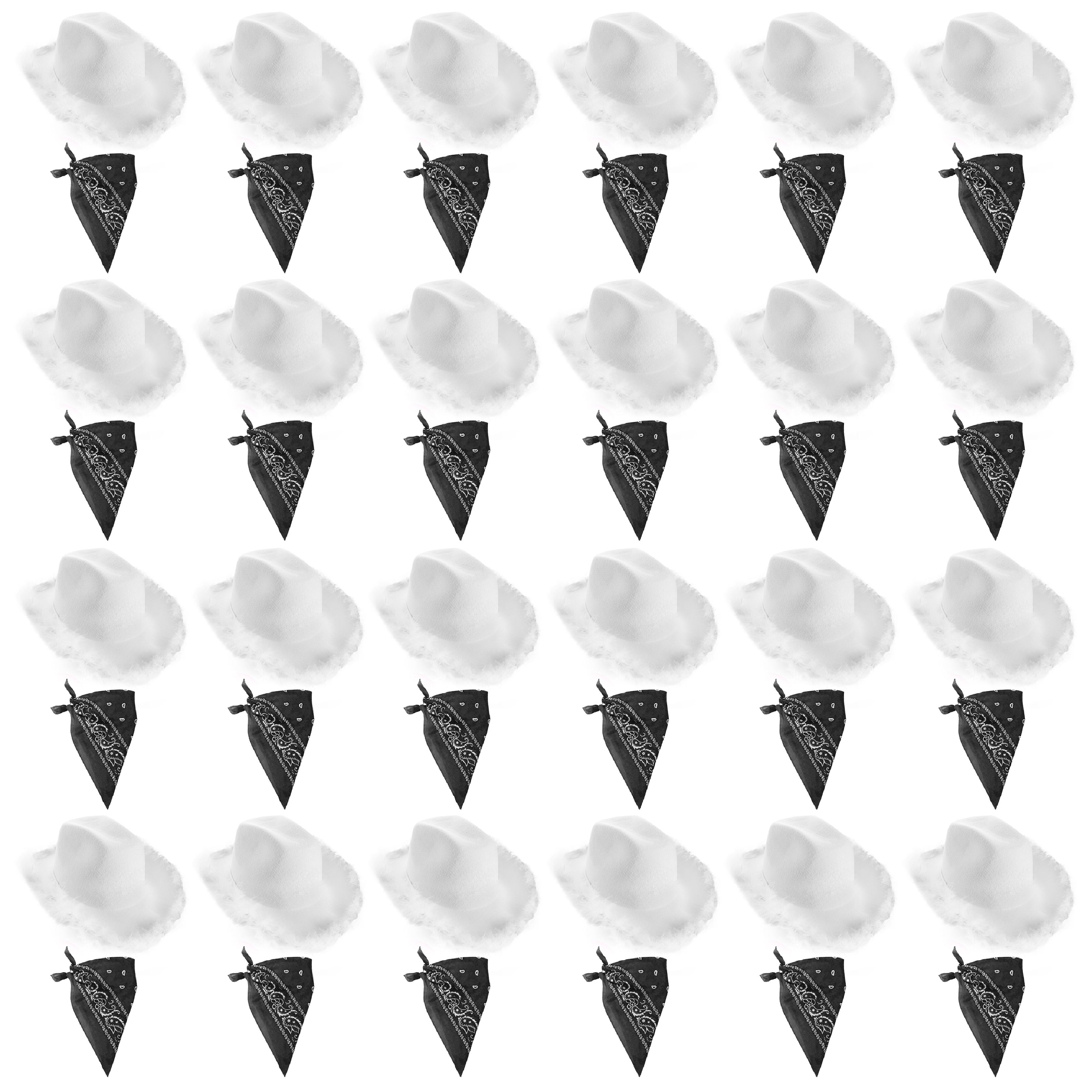 Click to view product details and reviews for White Cowboy Hat Black Bandana Pack Of 24.