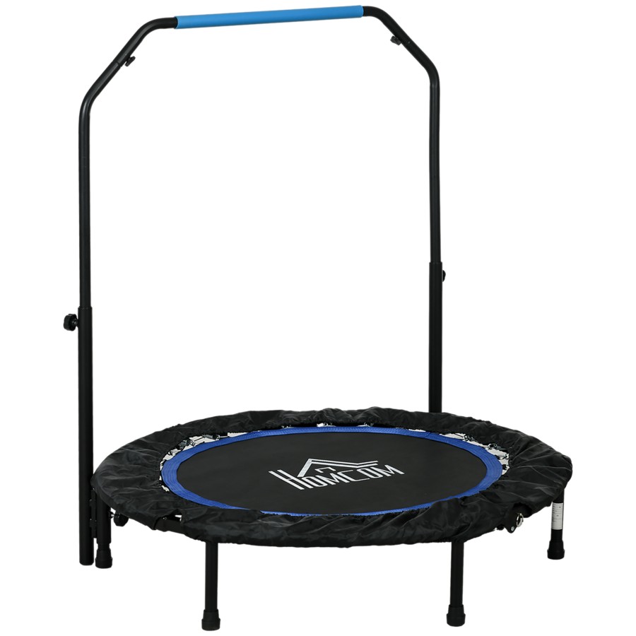 Click to view product details and reviews for Homcom 40 Foldable Mini Trampoline Fitness Trampoline Rebounder For Adults W Adjustable Foam Handle For Indoors Outdoors Cardio Training Blue.