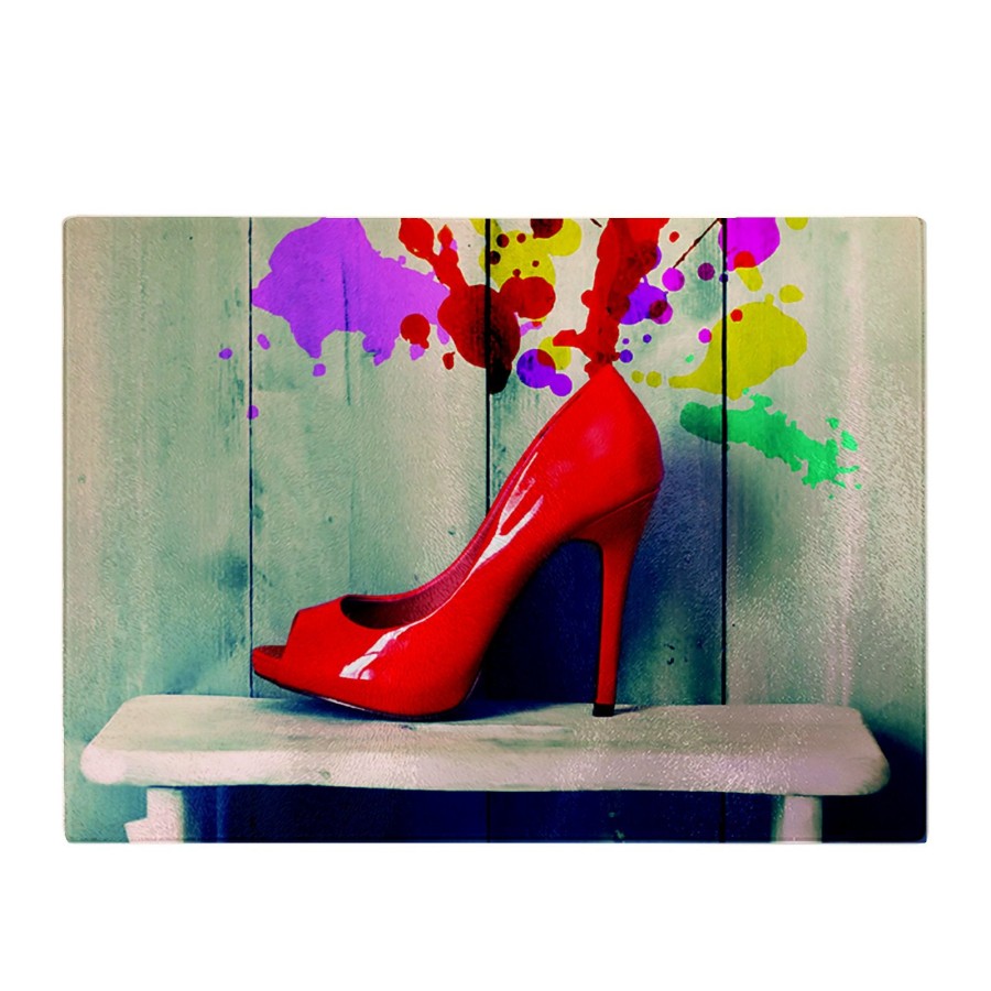 Click to view product details and reviews for Retro Red Shoes Glass Chopping Board.