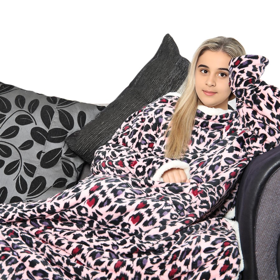 Click to view product details and reviews for Girls Wearable Leopard Printed Snuggle Double Layer Tv Blanket With Sleeves. Click to view product details and reviews for Girls Wearable Leopard Printed Snuggle Double Layer Tv Blanket With Sleeves.