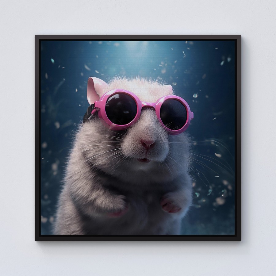 Click to view product details and reviews for Splashart Doormouse With Pink Glasses Framed Canvas 10 X 10 Black.