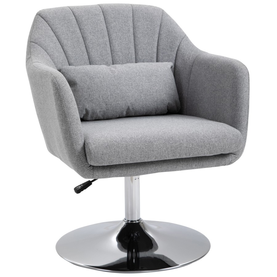 Click to view product details and reviews for Homcom Stylish Retro Linen Swivel Tub Chair Steel Frame Cushion Seat Light Grey.