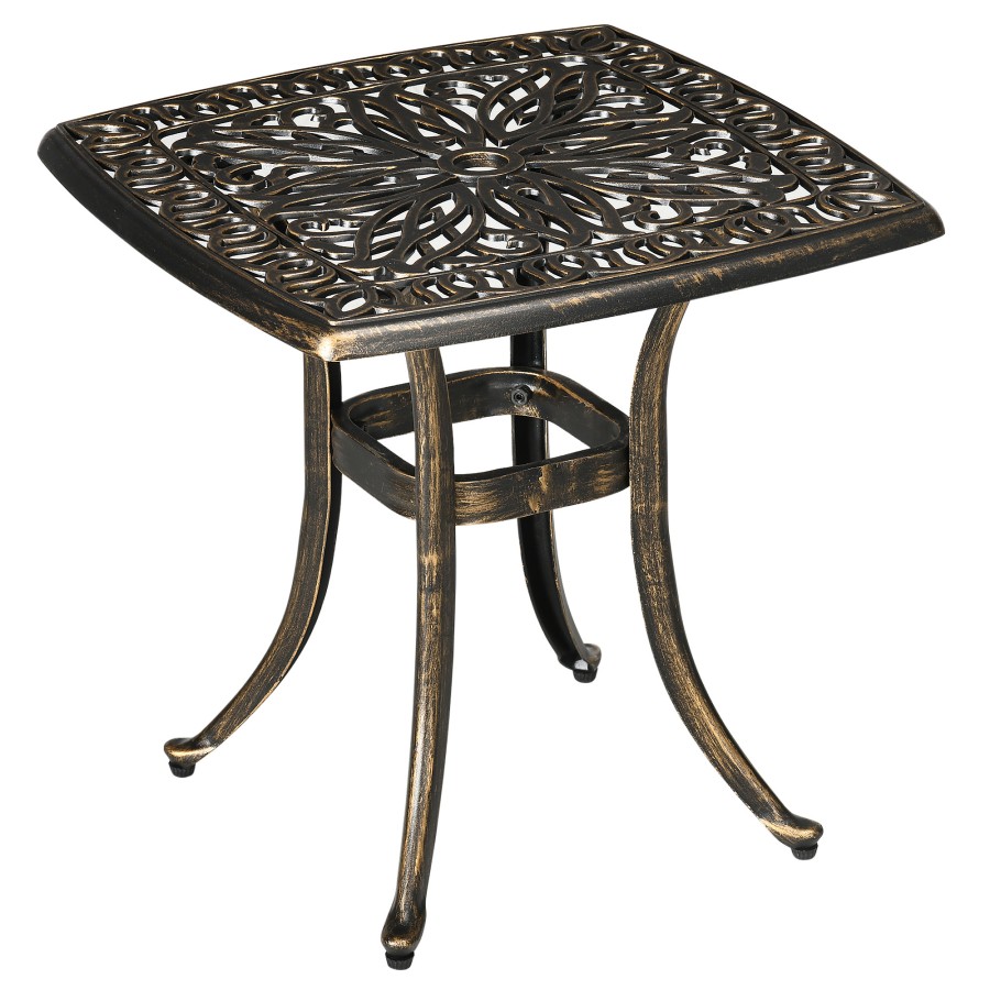 Click to view product details and reviews for Outsunny Outdoor Garden Table With 38mm Dia Umbrella Hole Cast Aluminium Patio End Table With Anti Slip Foot Pads For Garden Patio Balcony 54 X 5.