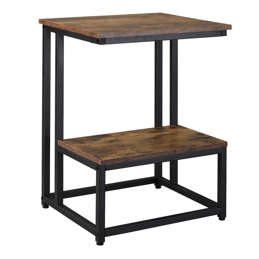 Click to view product details and reviews for Homcom Doule Layer End Table Modern Coffee Table W Steel Frame Rustic Brown.