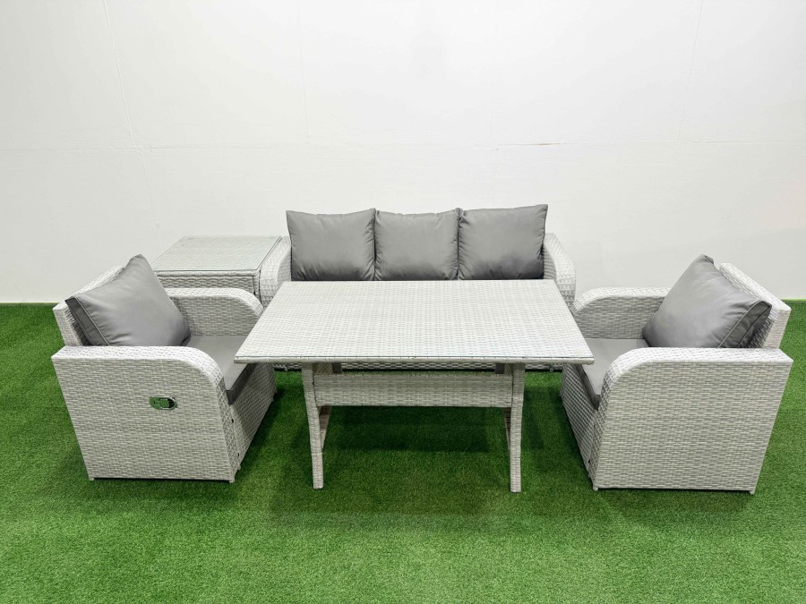 Click to view product details and reviews for Fimous Pe Rattan Garden Furniture Set Reclining Chair Sofa Lounge Sofa Set Rectangular Dining Table Side Table Light Grey. Click to view product details and reviews for Fimous Pe Rattan Garden Furniture Set Reclining Chair Sofa Lounge Sofa Set Rectangular Dining Table Side Table Light Grey.